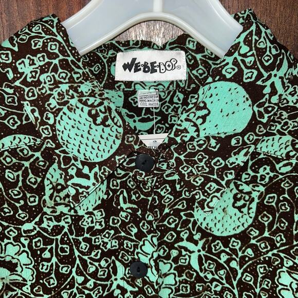 Vintage we be bop women’s 4x tunic top button up Hawaiian teal - Picture 2 of 12